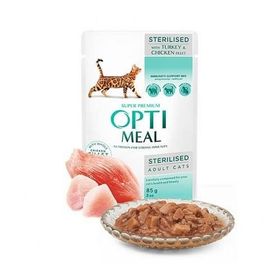 Optimeal Süper Premium 85 gr Tavuk-Hindi Filetolu Sos İçerisinde Pouch Kısır Kedi Maması