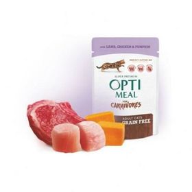 Optimeal Süper Premium 85 gr Tavuk-Kuzu Filetolu Balkabak Sosu İçerisinde Tahılsız Pouch Kedi Maması