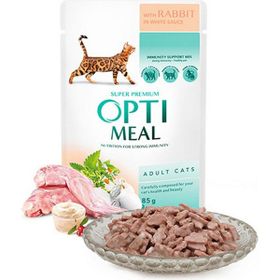 Optimeal Tavşanlı Beyaz Soslu 6x85 gr Yaş Kedi Mama