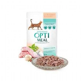 Optimeal Tavşanlı Beyaz Soslu Yetişkin 85 gr Kedi Yaş Mama