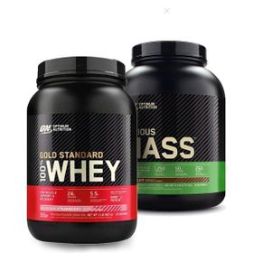 Optimum 2727 gr Serious Mass Çikolata Aromalı+908 gr Nutrition Gold Whey Çilekli Protein Tozu