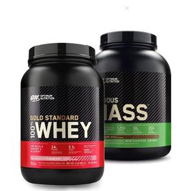 Optimum 2727 gr Serious Mass Çikolata Aromalı+908 gr Nutrition Gold Whey Çilekli Protein Tozu