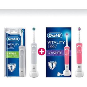 Oral-B D100 Cross Action Şarjlı Diş Fırçası+ 3D White Pembe D100 Şarjlı Diş Fırçası
