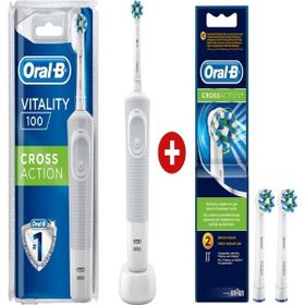 Oral-B D100 Cross Action Şarjlı Diş Fırçası+ Cross Action 2'li Yedek Başlık