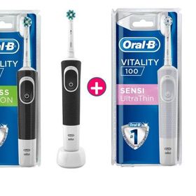 Oral-B D100 Vitality Cross Action Siyah+Beyaz Şarjlı Diş Fırçası