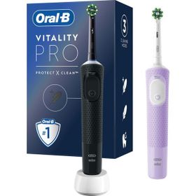 Oral-B D103 Vitality Pro Cross Action 2'li Siyah Lila Şarjlı Diş Fırçası