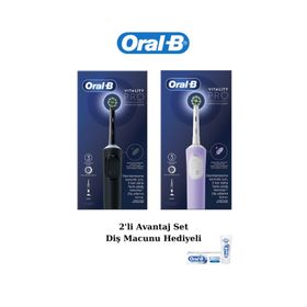 Oral-B D103 Vitality Pro Cross Action Siyah Lila Şarjlı Elektrikli Diş Fırçası+50 ml Diş Macunu