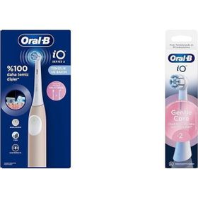 Oral-B iO 2 Şarjlı Pembe Diş Fırçası+ iO Gentle Care Beyaz 2 Adet Diş Fırçası Yedek Başlığı
