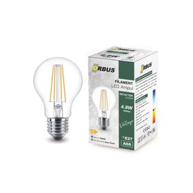Orbus B60 4.8W Beyaz Işik E27 600lM Clear Ampul