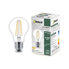 Orbus B60 4.8W Beyaz Işik E27 600lM Clear Ampul