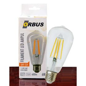 Orbus ST64 6 W E27 600 Lümen Sarı Filament Led Ampul