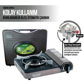 Orcamp CK-505 Kırmızı Köşeli Gaz Stop Emniyetli Tekli Portatif Ocak