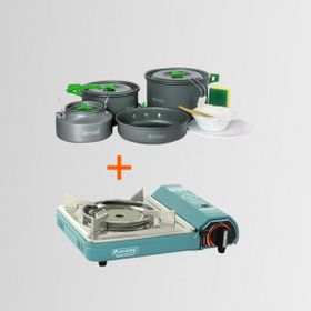 Orcamp CK-508 Seramik Kamp Ocak + Orcamp 1050 4'lü Yemek Kapları