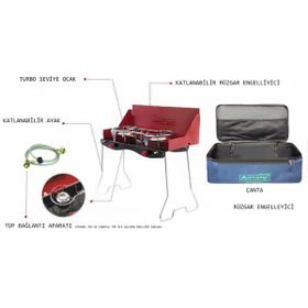 Orcamp K-629-60 Çift Ocaklı Çantalı Kamp Ocağı