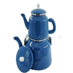 Orcamp OUT-1500 Retro Mavi Emaye Çaydanlık Demlik Takım