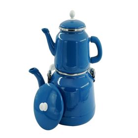 Orcamp OUT-1500 Retro Mavi Emaye Çaydanlık Demlik Takım