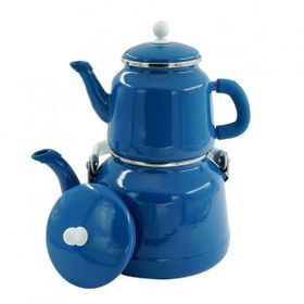 Orcamp OUT-1500 Retro Mavi Emaye Çaydanlık Demlik Takım