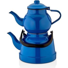 Orcamp OUT-1500 Retro Mavi Emaye Çaydanlık Demlik Takım