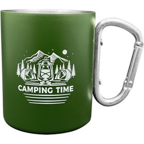 Orcamp Out-1850 Yeşil Karabina Saplı Çelik Kupa Bardak