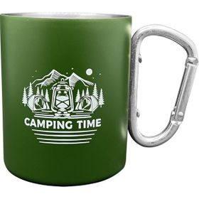 Orcamp Out-1850 Yeşil Karabina Saplı Çelik Kupa Bardak
