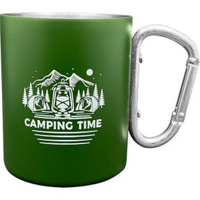 Orcamp Out-1850 Yeşil Karabina Saplı Çelik Kupa Bardak