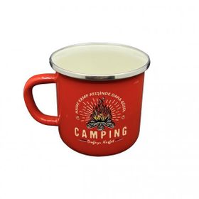 Orcamp OUT-1900 Retro Emaye Kırmızı Kupa Bardak