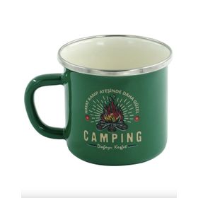 Orcamp OUT-1900 Retro Yeşil Camping Emaye Kupa Bardak