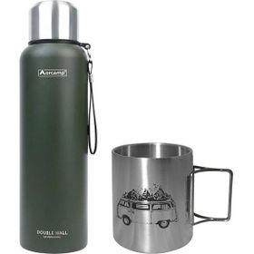 Orcamp OUT-5100 1.5 lt Yeşil Çelik Termos+OUT-1800 Orcamp Katlanır Saplı Karavan 330 ml Çelik Kupa
