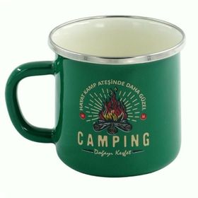 Orcamp Retro Emaye Camping 330 cc Yeşil Kupa Bardak