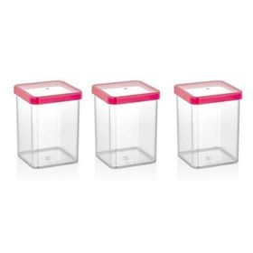 Organizers ORG-114-3 Gold Sızdırmaz Kapaklı Şeffaf 1000 ml 3'lü Set Saklama Kabı