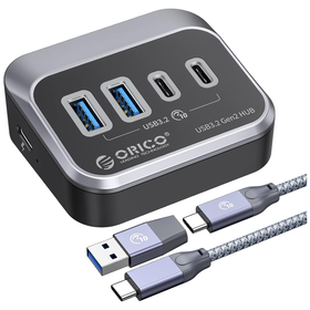 Orico 4 Portlu Type-C Bağlantılı USB3.2 GEN2 Koyu Gri Çoklayıcı Hub