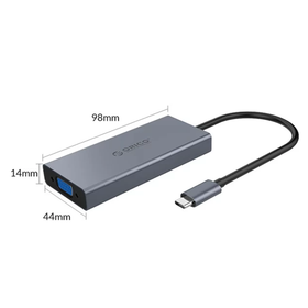 Orico Koyu Gri Type-C to USB 3.0 HDMI VGA AUX PD Çoklayıcı Dönüştürücü HUB