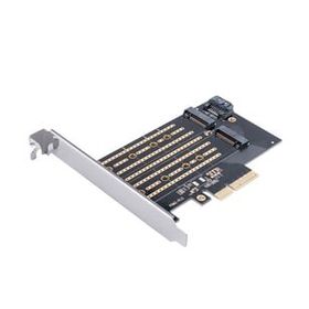 Orico PCI-E 3.0 x4 M.2 NVME ve NGFF Siyah SSD Çift Slot Dönüştürücü Adaptör Kartı