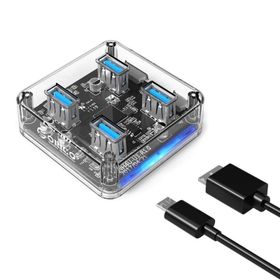 Orico Şeffaf Led Işıklı 5 Gbps 4 Portlu USB-A 3.0 30 cm Kablolu Çoklayıcı