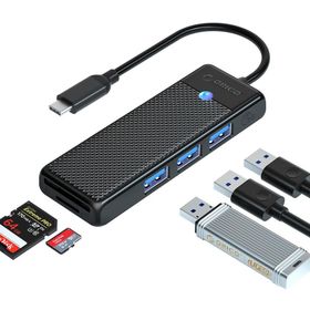 Orico Type-C To 3.0 Kart Okuyucu 3 Portlu USB 3.0 Siyah Çoklayıcı Adaptör