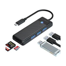 Orico Type-C To 3.0 Kart Okuyucu 3 Portlu USB 3.0 Siyah Çoklayıcı Adaptör