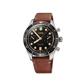 Oris 01 771 7744 4354-07 5 21 45 Divers Sixty Five Chronograph Kahverengi Deri Erkek Kol Saati