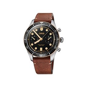 Oris 01 771 7744 4354-07 5 21 45 Divers Sixty Five Chronograph Kahverengi Deri Erkek Kol Saati