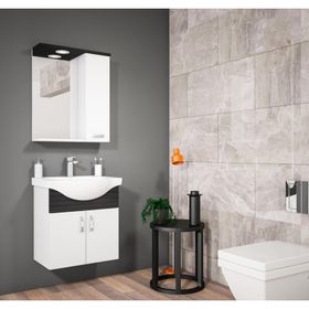 Orka 65 Asma Freze Siyah Duru Banyo Dolabı