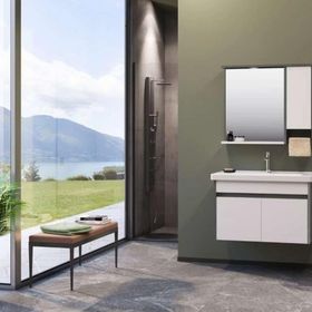 Orka Aydos 85 cm Retro Gümüş Beyaz Banyo Dolabı Takımı