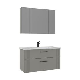 Orka Bari V2 100 cm Kaşmir Çekmeceli Aynalı Dolaplı Banyo Dolabı Takımı