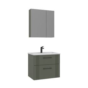 Orka Bari V2 65 cm Mat Yeşil Çekmeceli Aynalı Dolaplı Banyo Dolabı Takımı