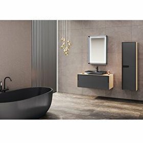 Orka Craft 100 cm Meşe Antrasit Alt Modül Boy Dolabı