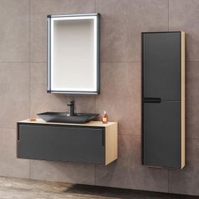 Orka Craft 100 cm Meşe Antrasit Alt Modül Boy Dolabı