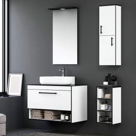 Orka Knidos ORKA5000347 Parlak Beyaz 90 cm Banyo Dolabı Takımı