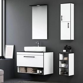 Orka Knidos ORKA5000347 Parlak Beyaz 90 cm Banyo Dolabı Takımı