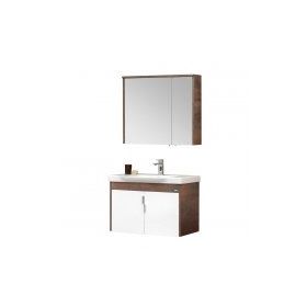 Orka Luna 80 cm Kahve-Beyaz Banyo Dolabı