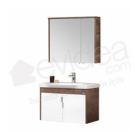Orka Luna 80 cm Kahve-Beyaz Banyo Dolabı