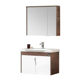 Orka Luna 80 cm Kahve-Beyaz Banyo Dolabı