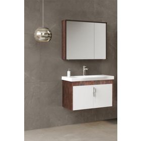 Orka Luna 80 cm Kahve-Beyaz Banyo Dolabı